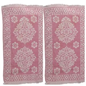 Vintage 80s St Marys Pink And White Floral Cotton Towels Set Of 2